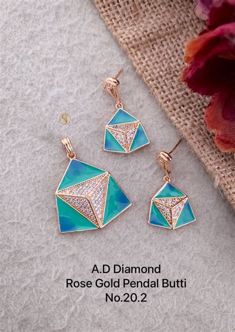 AD Diamond Rose Gold Chain Pendant 13