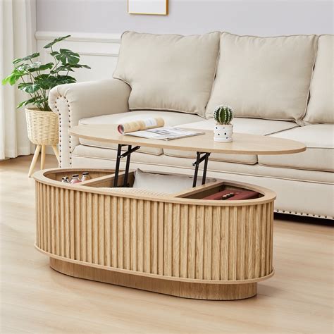 Wirrytor Lift Top Oval Coffee Table with Hidden Storage Compartment and ...