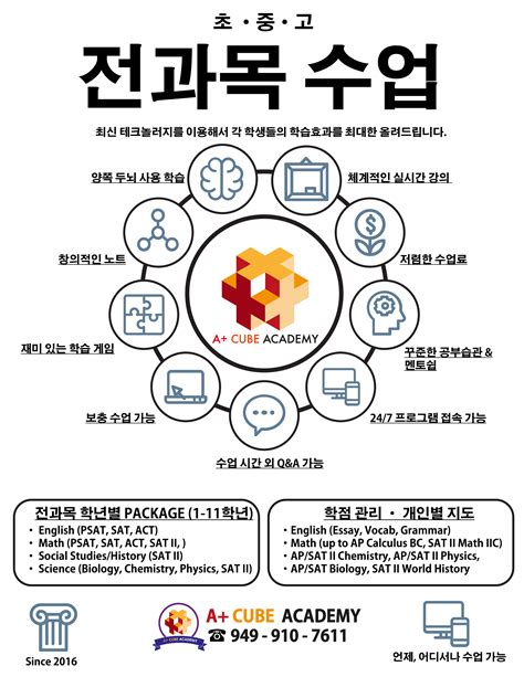 [50% OFF] 영재반 5th-9th Gr. SAT II Subject Test Prep학년별 수업전과목 1st-