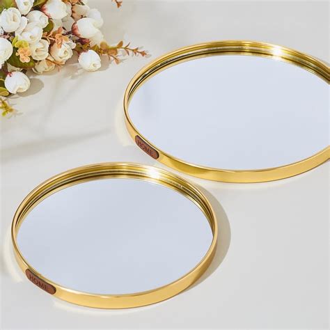 Buy Suvarna Set of 2 Mirror Decorative Trays from Home Centre at just ...