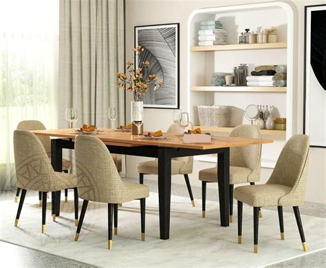 TOUCHH WOOD Solid Wood Dining Table 6 Seater Set | Wooden 6 Seater ...