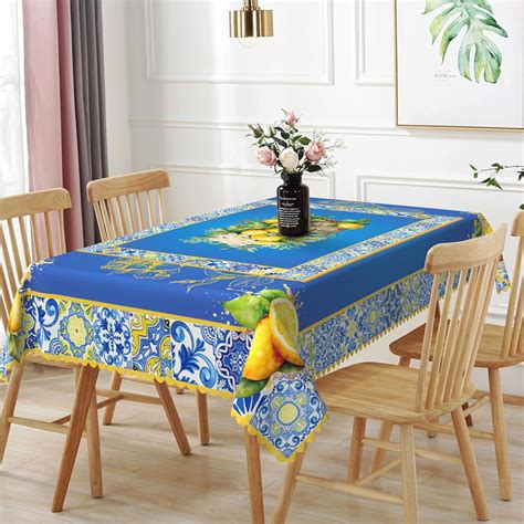 Amazon.com: TTQYFNM 54x70inches Blue and Yellow Rectangle Tablecloth ...
