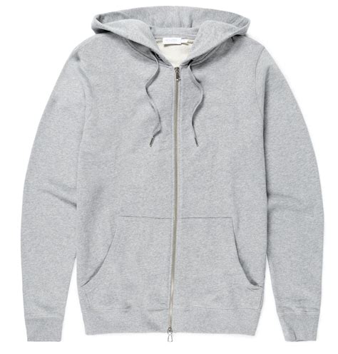 SUNSPEL ZIP-UP HOODY - GREY MELANGE. #sunspel #cloth Hoodie Png, Grey ...