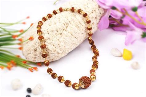 Rudraksha Mala (6 to 9mm) in 22K Gold with Caps - Rudra Centre