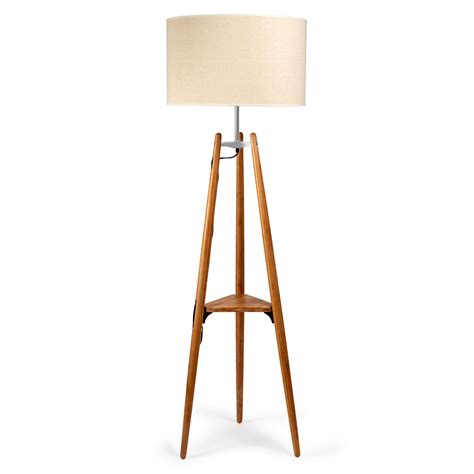 Tripod Floor Lamp with Triangular Shelf and Beige Shade 165cm - Jarri ...