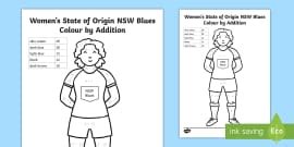 State of Origin QLD Maroons Colour by Addition Colouring Page
