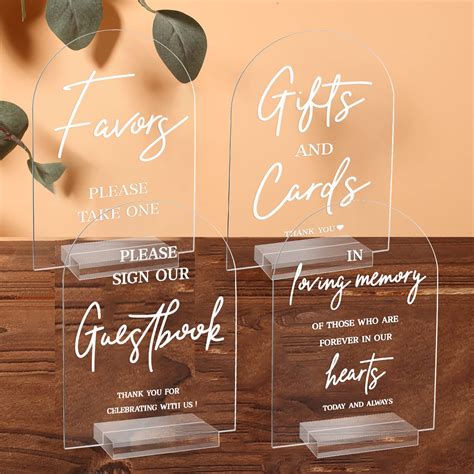 Buy 4pcs Clear Acrylic Wedding Signs for Ceremony and Reception, 5x7 ...