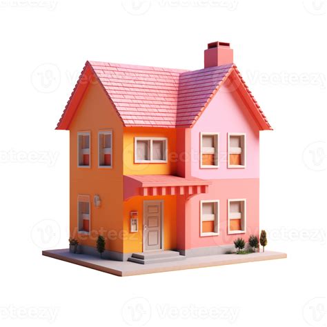 house in 3D style trending color palette with 23886817 PNG