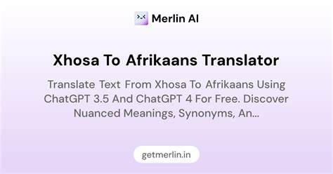 Xhosa to Afrikaans Translator