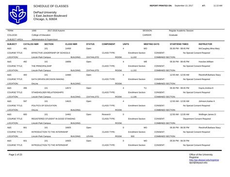 (PDF) SCHEDULE OF CLASSES REPORT PRINTED ON: AT: 11:13 AM · SCHEDULE OF ...