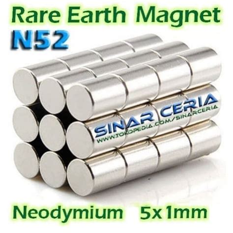 Jual Magnet Neodymium super kuat Silinder N52 ukuran 5x1mm Rare Magnet ...