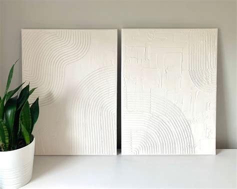 Plaster Wall Art, 2 Piece, Textured Wall Hanging, Plaster Art, Wall Art ...