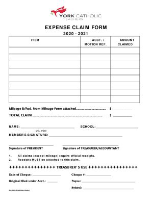 Fillable Online EXPENSE CLAIM FORM Fax Email Print - pdfFiller