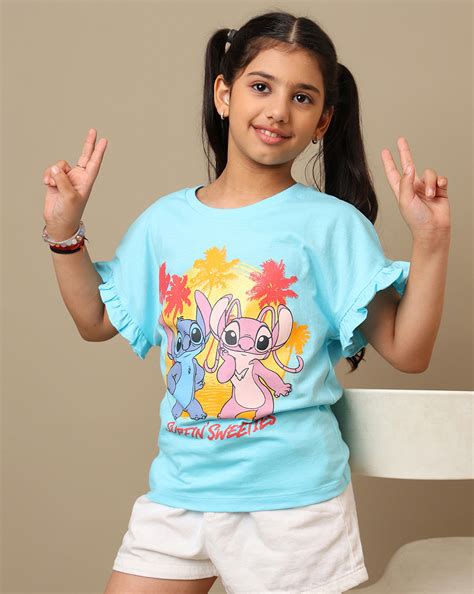 Lilo & Stitch Printed Relaxed Fit Tshirt For Girls – Kidsville