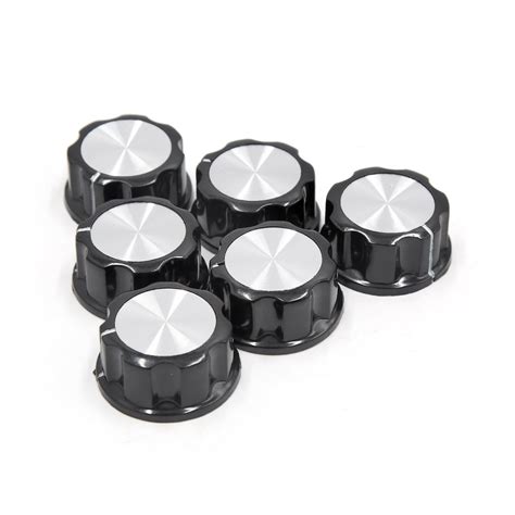 uxcell 6Pcs 6mm Knurled Shaft Insert Dia Potentiometer Control Knobs w ...