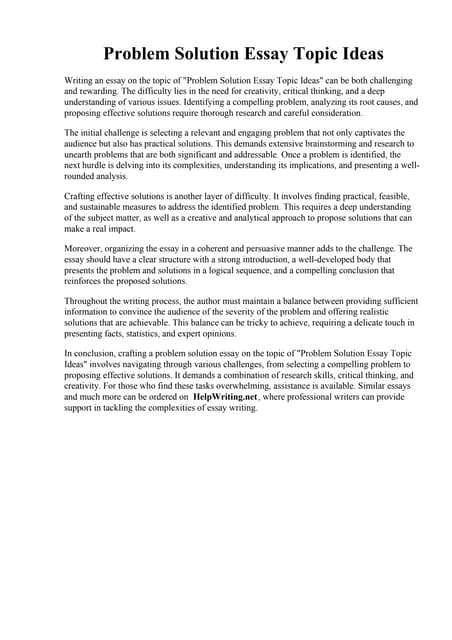 Image result for Problem Solution Essay Topic Ideas
