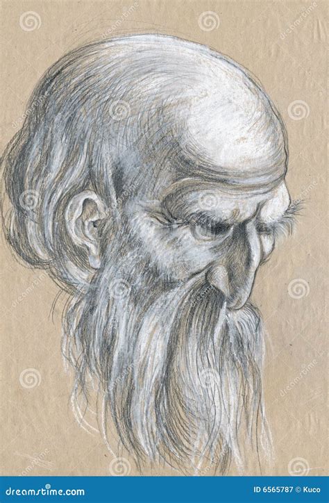 Sad Old Man Face Drawing