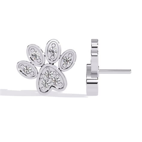 Paw Studs - 14K WG 0.18 ct Lab Grown Diamond Earrings