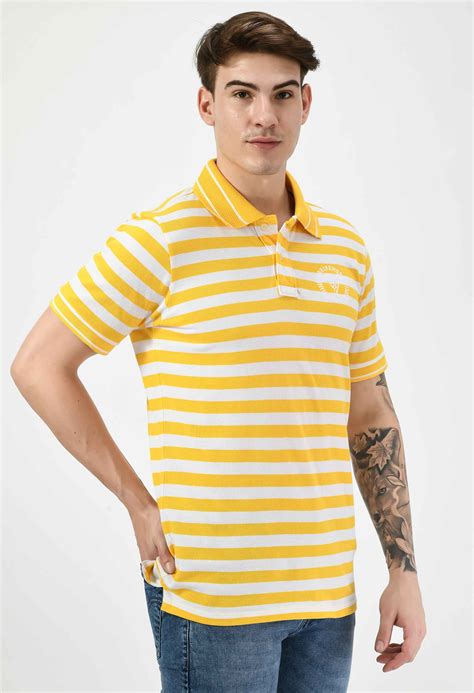 Buy Men's Striped Yellow White Polo T-Shirt Online – SQUIREHOOD