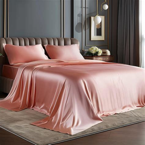Amazon.com: BEDELITE Satin Sheets Twin Size Bed Set, Luxury Soft Rose ...