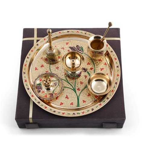 Exclusive Pooja Thali Set with Hand Painted Set of 8 – PEARL CRAFTLAND