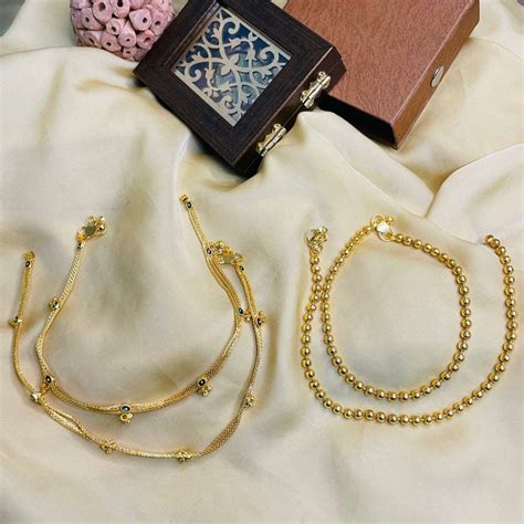 Alluring Gold Plated Anklets Combo – Abdesignsjewellery