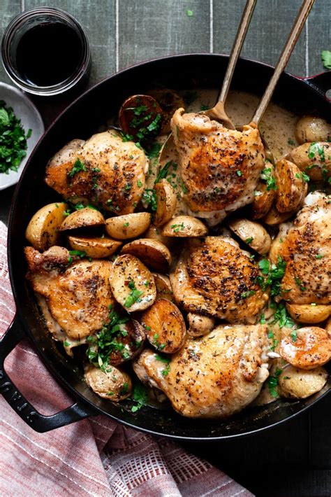 Dutch Oven Chicken Thighs with Mustard Sauce - Shutter + Mint