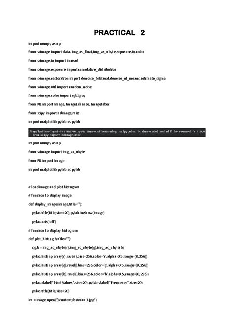 Practical 2 - Image Processing Techniques in ASIP - Studocu