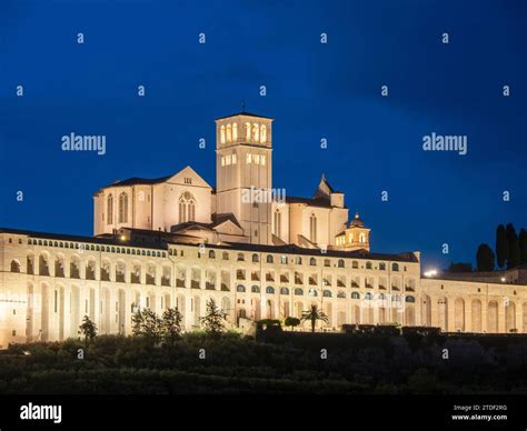 Basilica of Saint Francis of Assisi, illuminated at night, UNESCO World ...
