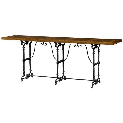 Pair of Original French Double Legged Burl Walnut and Glass Consoles ...