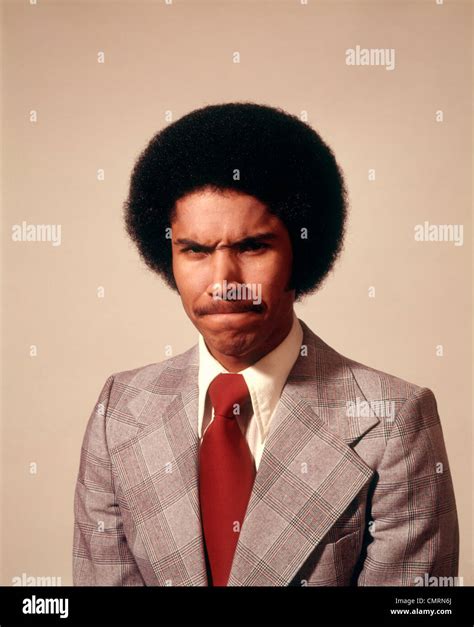 1970 1970s AFRICAN-AMERICAN BUSINESS MAN IN SUIT AFRO HAIR DO FACIAL ...
