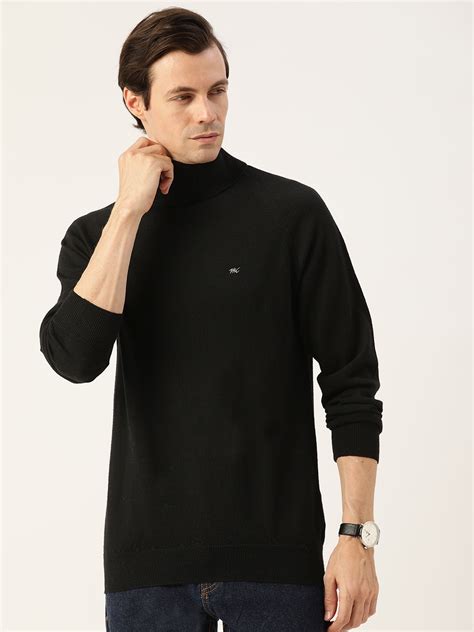 Buy Monte Carlo Men Black Pure Wool Solid Pullover - Sweaters for Men ...