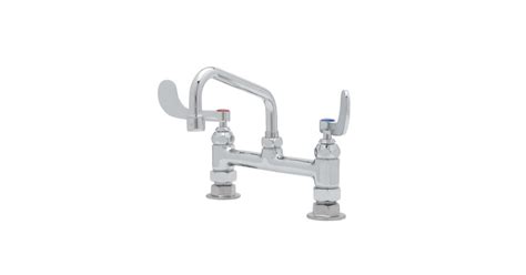 T and S Brass B-0222-WH4 Double Pantry Faucet, 8" Deck Mount, Eternas ...
