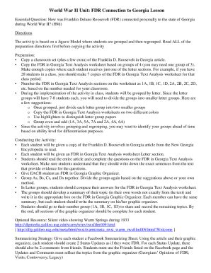 Fillable Online World War II Unit: FDR Connection to Georgia Lesson Fax ...