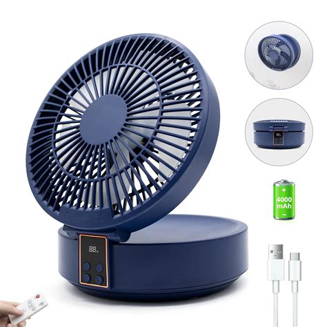 Silent Desk Fan, USB Small Table Fans 4000mAh Rechargeable Battery ...