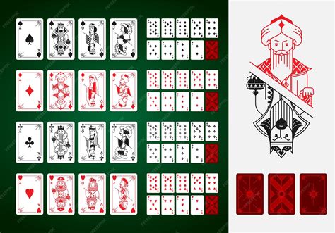 Set of playing cards in linear style. all images and costumes are ...