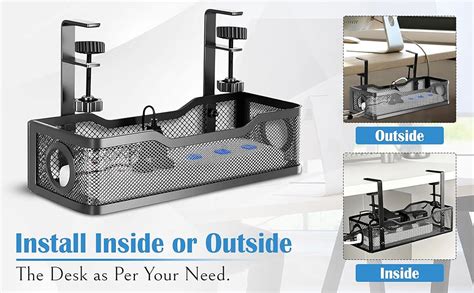 GLUN® Adjustable Under Desk Cable Organizer Rack, Screw-Fixed Wire ...