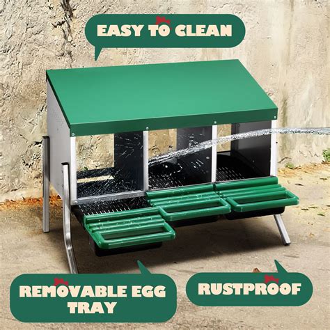 3 Hole Chicken Nesting Box Roll Away Hen Laying Boxes Chook Poultry Egg ...
