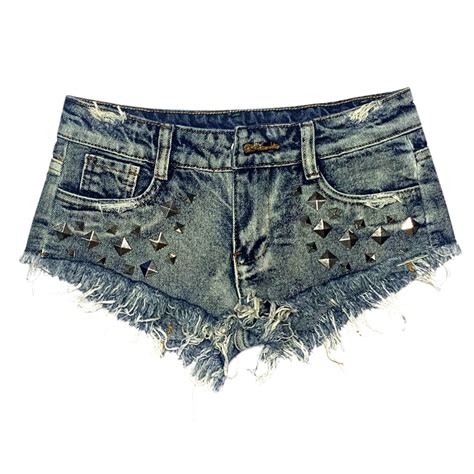Womens Jean Shorts Low Rise Ultra Short Denim Shorts Ultra Low Waisted ...