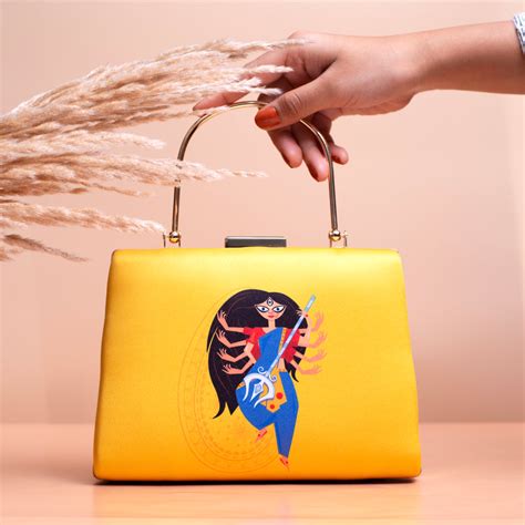 Yellow Durga Printed Clutch - Artklim
