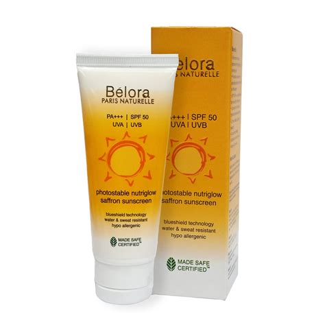 Belora Paris Naturelle photostable saffron sunscreen SPF 50 PA+++ | No ...
