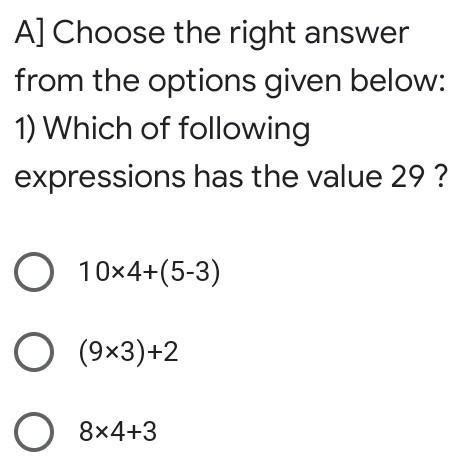 Which of following expressions has the value 29 - Brainly.in