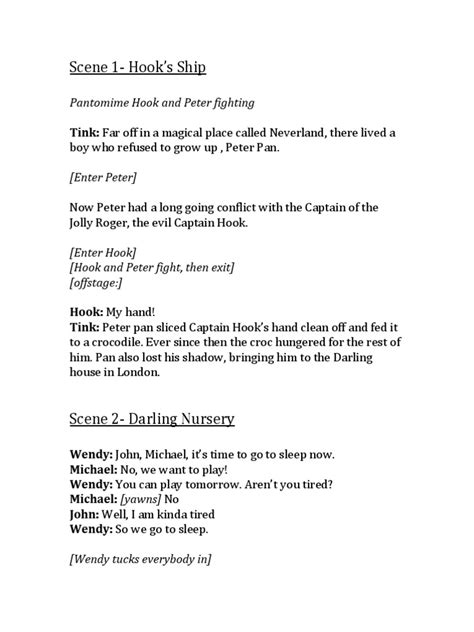 Image result for Peter Pan Transcript