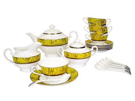 Buy Auratic Chun Ping Tea Set, Primary Yellow with Golden Bamboo, 21 ...