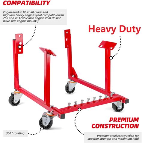 NATIONAL STANDARD Rolling Engine Cradle Stand with Wheels, Fits Chevy ...