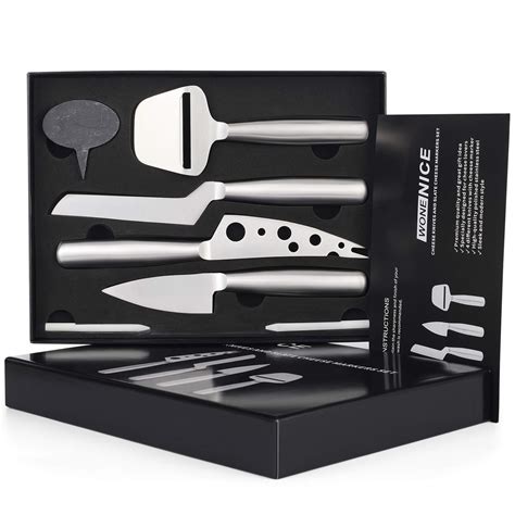 Buy WoneNice Cheese Knives and Slate Markers Set - Collection Cheese ...