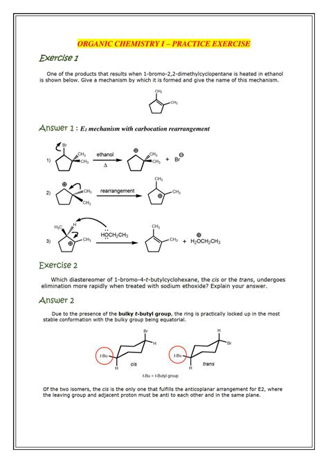 SOLUTION: Organic chemistry i practice exercises - Studypool