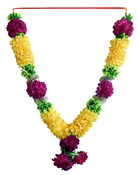 DollsofIndia Yellow, Purple and Green Cloth Garland - Garland Length ...
