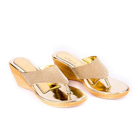 ELLE WINGS Gold Slippers for Girls and Womens-37 : Amazon.in: Fashion