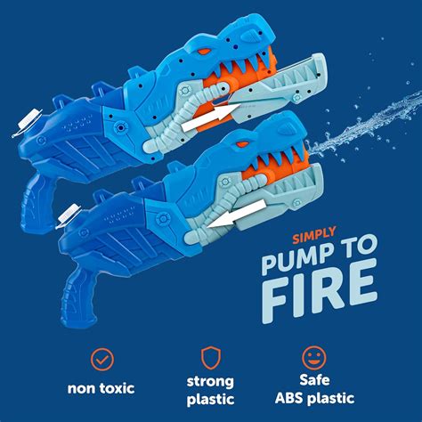Buy 2 Pack Dinosaur Water Blaster Guns for Kids Adults – Dino Squirt ...